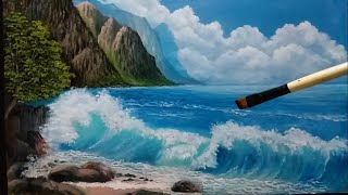 Easy way to paint big sea waves on the beach|Oil Painting|Time Lapse|MA67