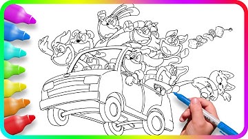 Coloring Pages SMILING CRITTERS - Car ride / Satisfying Coloring Poppy Playtime Chapter 3 characters
