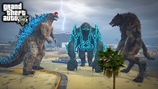 Godzilla Vs WereWolf, Leatherback Battle At Christmas Day ( GTA V Mods )