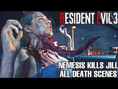 RESIDENT EVIL 3 Remake / Nemesis Kills Jill - Death Scenes Compilation DLC Classic Costumes