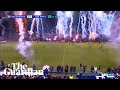 Fans set off barrage of fireworks in celebration before end of match in Argentina