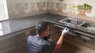 The Most Detailed Construction Technique, Installation of Granite Kitchen Tables.Construction Skills