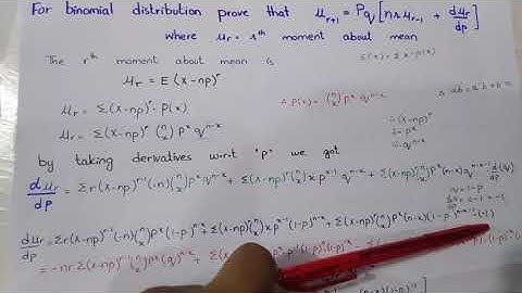 Binomial Distribution || Recurrence Relation || Renovsky Formula