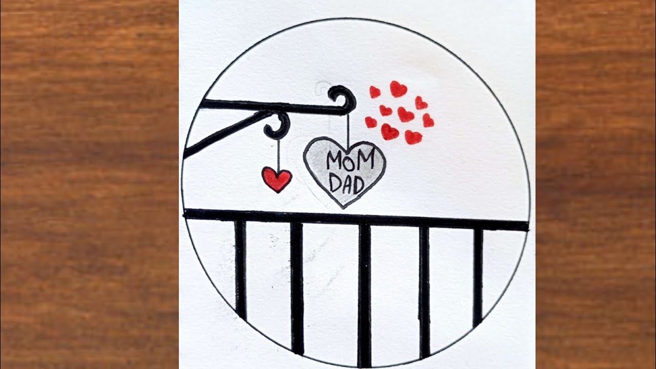 Circle scenery drawing easy।।mom and dad drawing easy।।mom dad drawing for beginners।। heart drawing