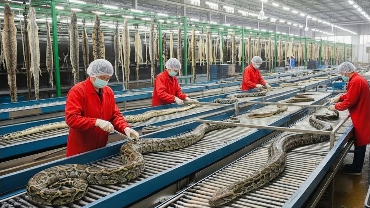 FULL PROCESS  Inside the Snake Leather Factory – From Raw Scales to Luxury Accessories