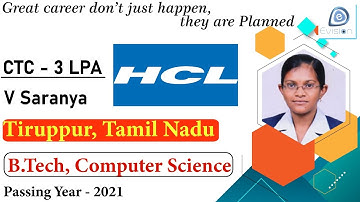 Congrats, Saranya | Tiruppur| Selected in HCL Technologies | 3 LPA | Computers Science, Passing 2021
