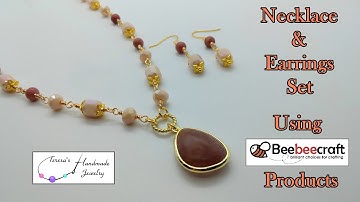 Necklace & Earrings Set Using Beebeecraft Products #beebeecraft #beading #diyjewelry