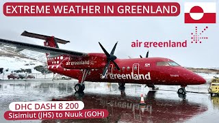 Air Greenland Domestic Dash 8 200 Flight in Extreme Weather | Sisimiut to Nuuk | Trip Report