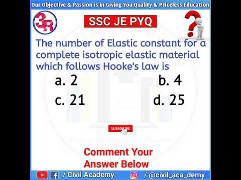 SSC JE PYQ 🔥 | Som : 45 | Properties of Materials 👷 | Civil Academy 🗼💞 | #shorts #3R_CA #cpwd #ssc
