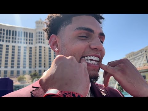 Drake London Atlanta Falcons 1st Round Pick Shows Teeth Bling - 2022 NFL Draft Red Carpet Las Vegas