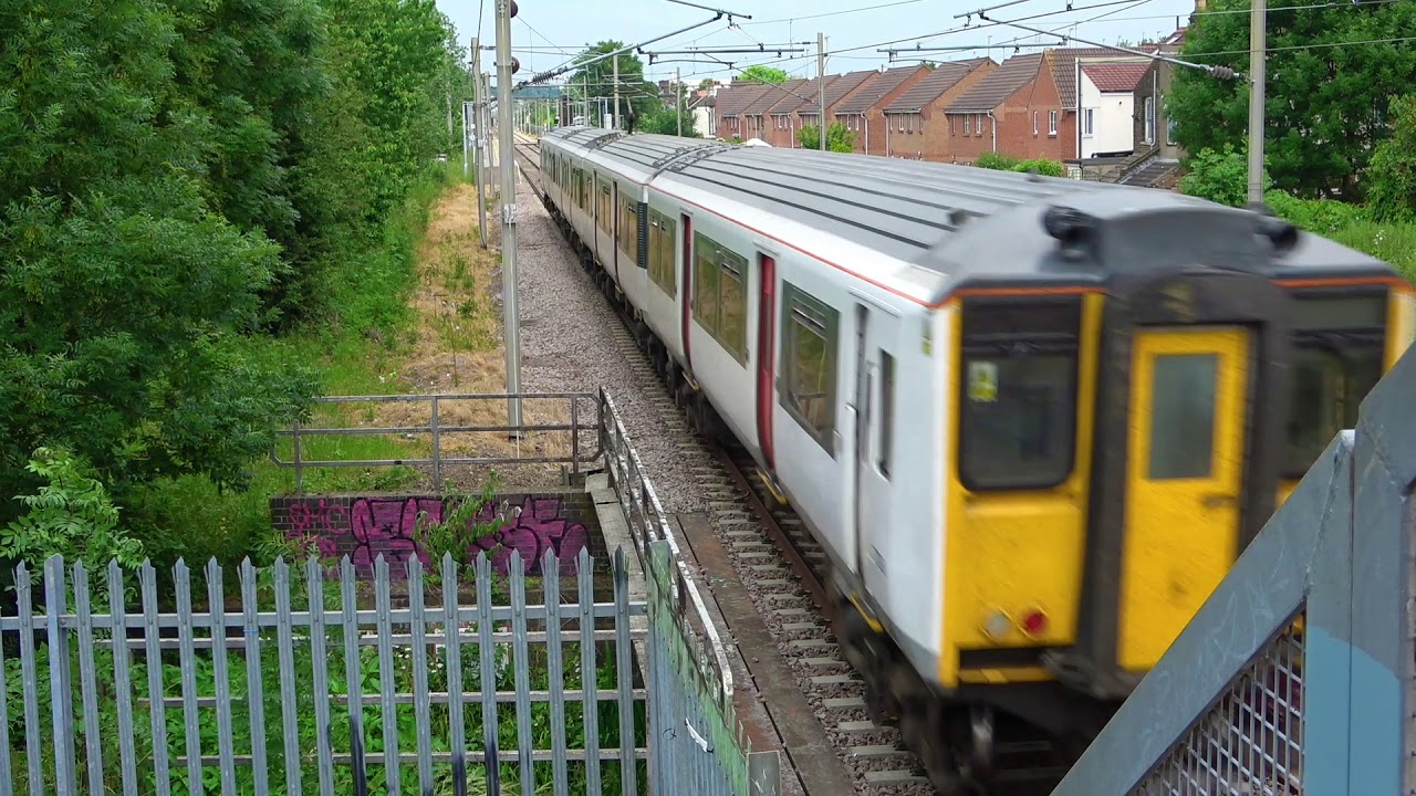 Greater Anglia trains around Enfield Lock on 7th June 2018