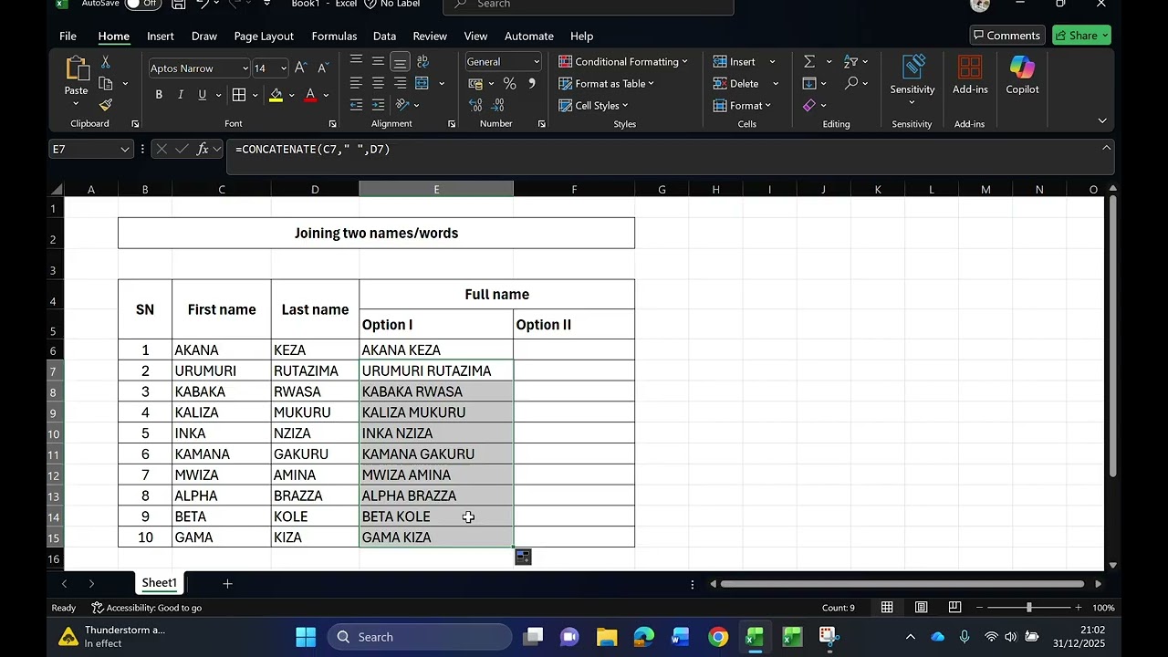 DUHUGURANE MU IKORANABUHANGA_ EP 11: Concatenating two names_Guhuriza amazina abiri muri Column imwe