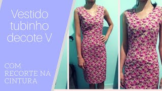 vestido tubinho com decote princesa