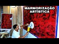 COMO FAZER EFEITO MÁRMORE VERMELHO ARTÍSTICO: MARMORIZAÇÃO REALISTA SUVINIL #marmore #efeito #arte