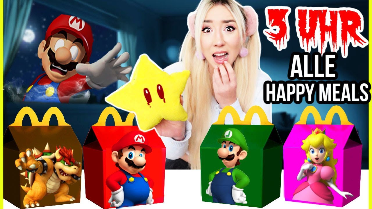 ÖFFNE alle super MARIO HAPPY MEALS von Mcdonalds niemals 3 uhr Nachts wenn sie vor Haus Tür liegen