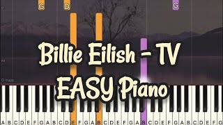 Billie Eilish - TV (Simple Piano, Piano Tutorial) Sheet #pianotutorial