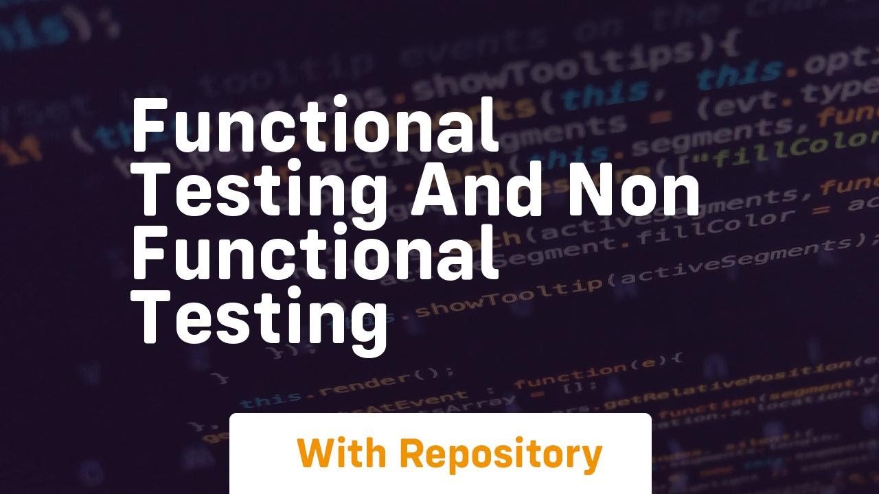 functional testing and non functional testing - YouTube
