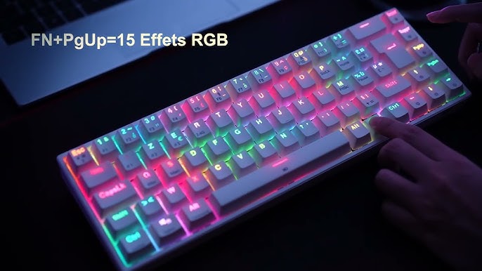 TECURS Clavier Gamer Mécanique sans Fil RGB Rétroéclairé, 65% TKL