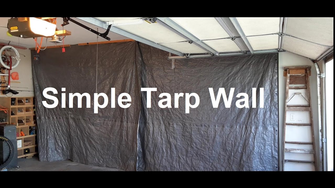 Simple Tarp Wall Small Heater Big, Garage Divider Curtains Diy