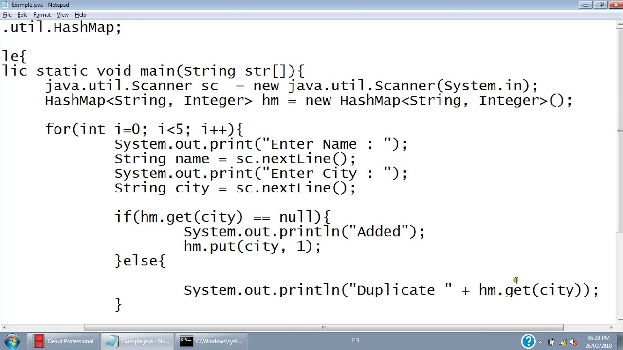 26 Mar 2018 Demonstration Of HashMap, Introduction To Exception