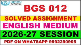 BGS 012 solved assignment 2026-27 in English || bgs 012 solved assignment 2027 || bgs12 2026-27