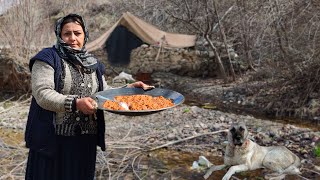 alone nomadic woman make special lunch with BEEF! - KOUFTEH GHELGHELI secret recipe