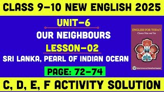 Class 9-10 New English Book 2025 | Unit 6 Lesson 2 Page 72-74 Exercise Solution | Our Neighbors