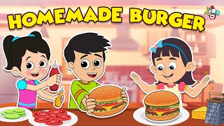 Homemade Burger | Burger Party with Family | English Cartoon | Moral Stories | PunToon Kids