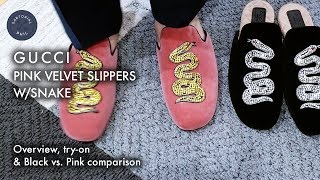 gucci velvet snake slippers