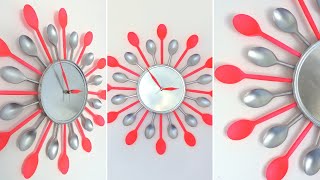 DIY WALL CLOCK with Plastic spoons