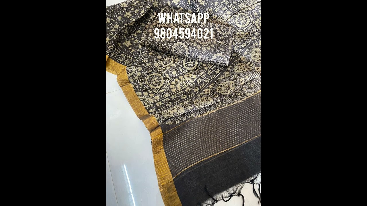 Linen Ajrakh Natural Dyed Dress Material with Zari Border 9804594021 