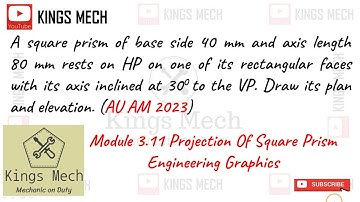 Projection of square prism Anna university April may 2023 question engineering graphics