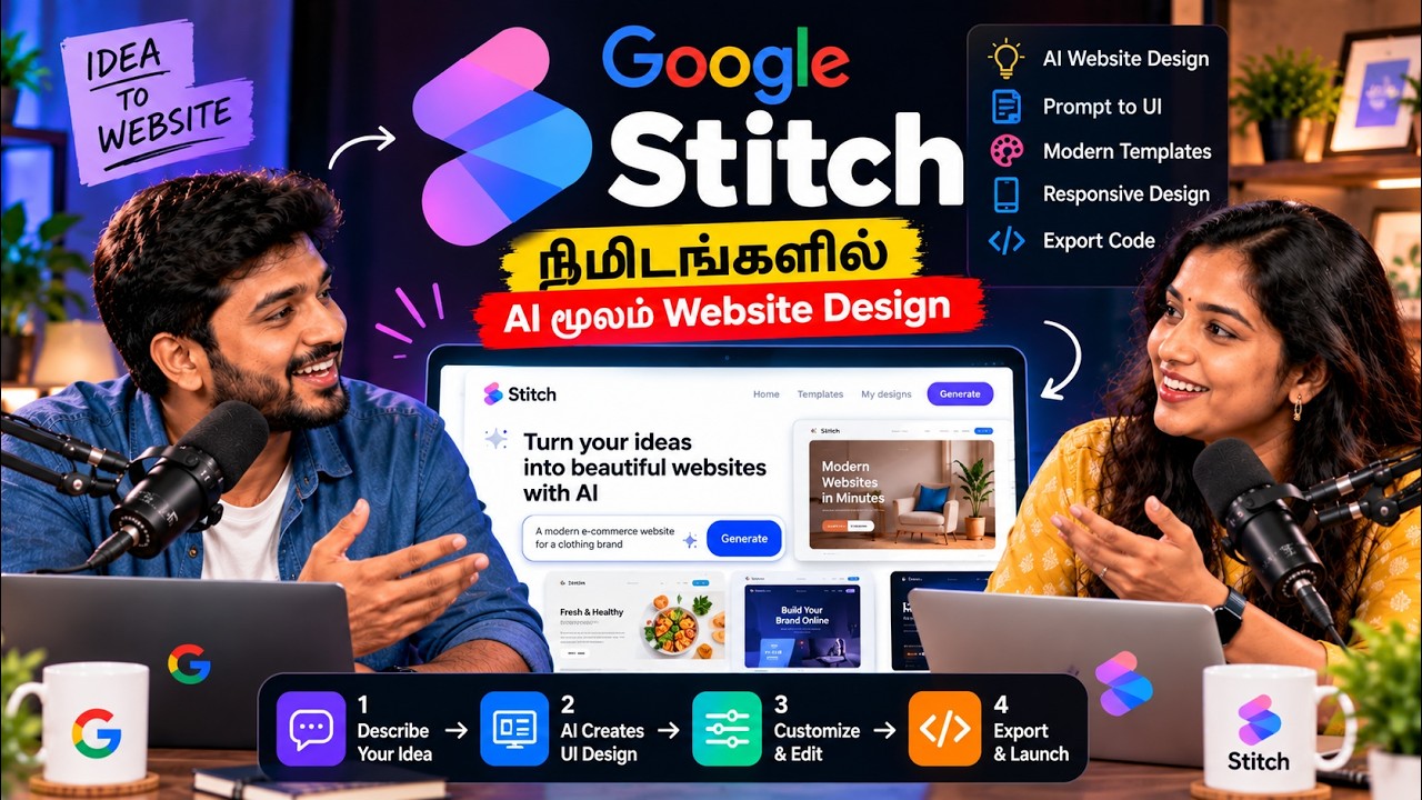 Google Stitch Explained in Tamil 🔥 | AI Website & UI Design Tool | Tamil Tech Podcast