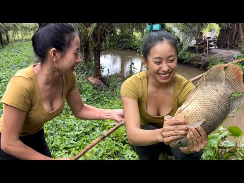 Câu Dính Cá Tại Tượng Khủng Về Làm Món Ngon | Cẩm Vân CGMT #240