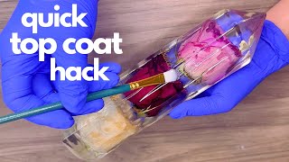 Watch me paint a topcoat | Quick & easy top coat hack with UV resin and paintbrush on flower crystal