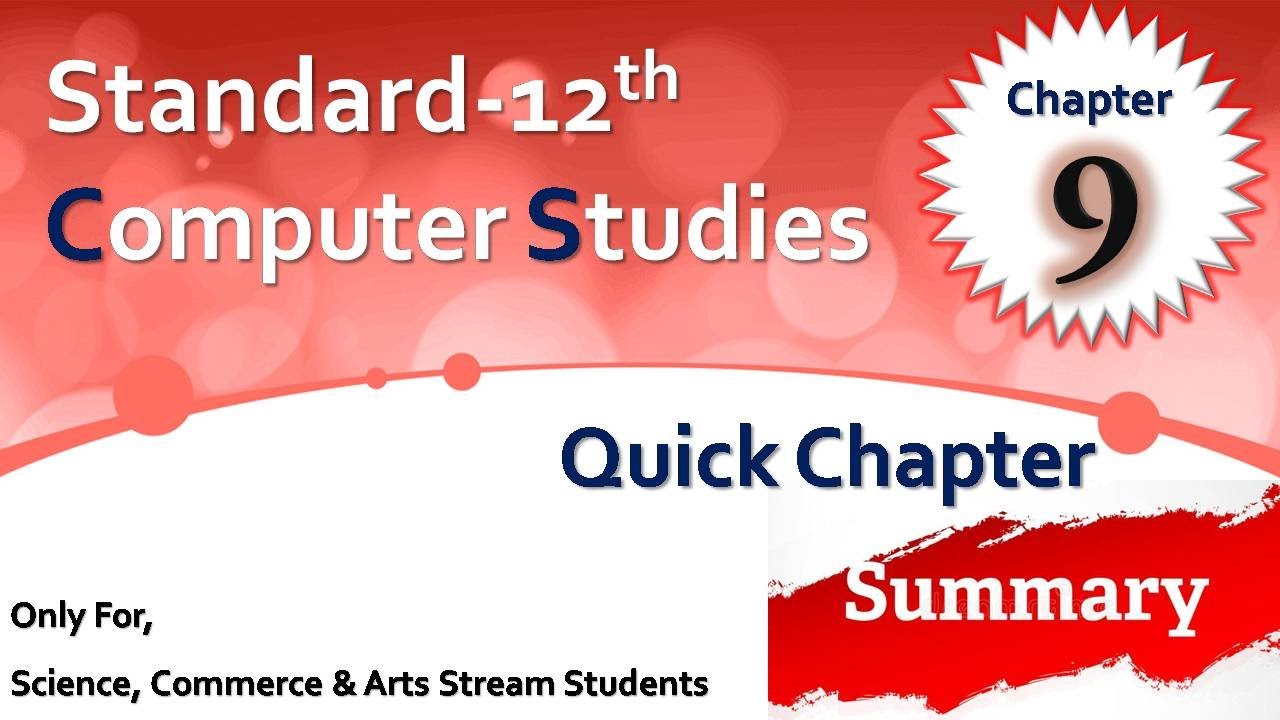 std 12 ch 09 Working with Array and String | quick chapter summary | 🔴 ...