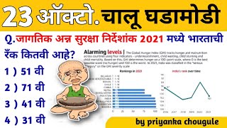 23rd October 2021 || Current Affairs In Marathi || चालू घडामोडी २०२१ || Jobalerts.