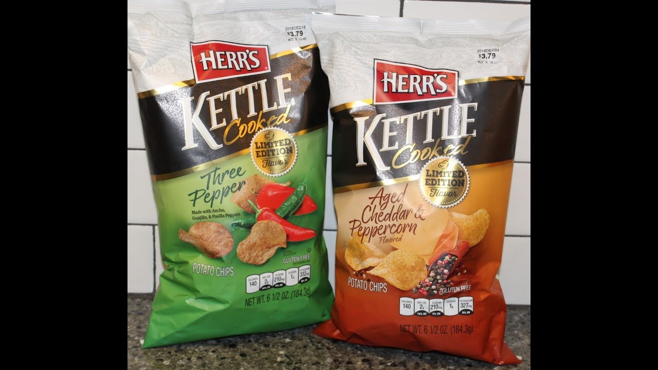 Herr’s Kettle Cooked: Three Pepper and Aged Cheddar & Peppercorn Potato Chips Review