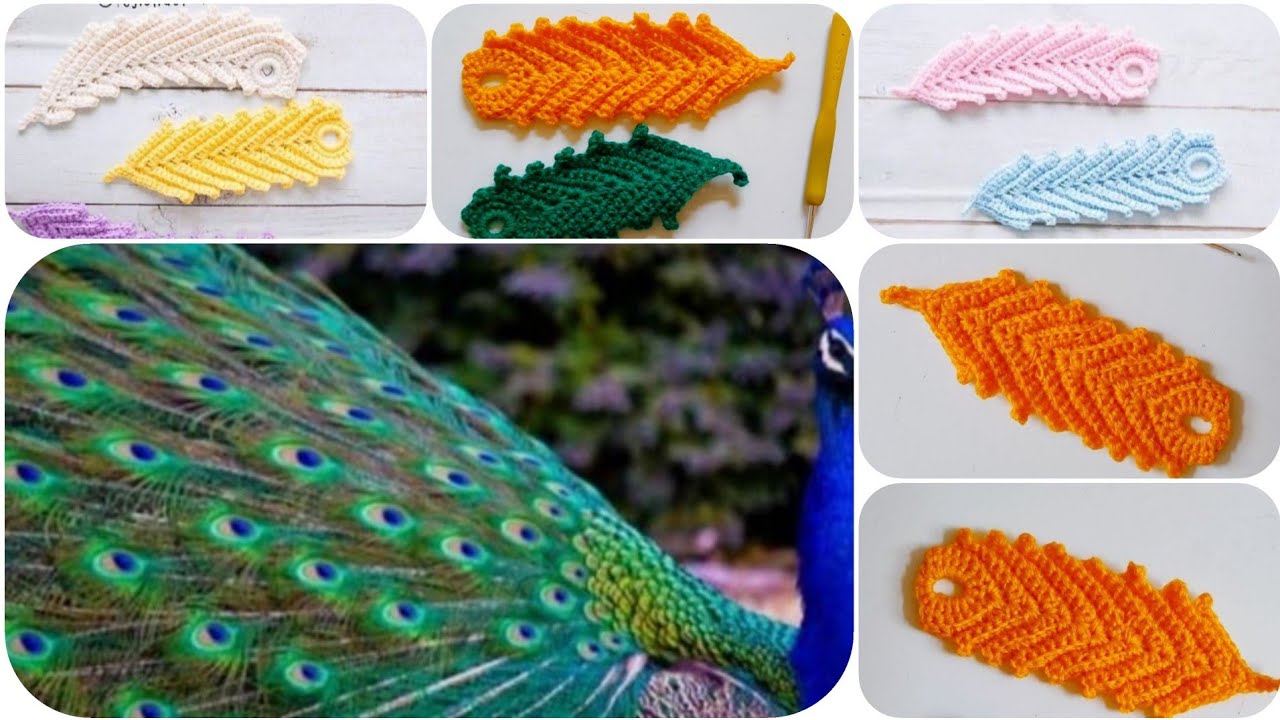 طريقة عمل ريشه الطاووس/فاصل للكتاب   how to crochet  a 🦚peacock feather