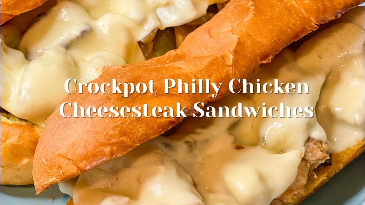 Crockpot Chicken Philly Cheesesteak sandwich freezer meal
