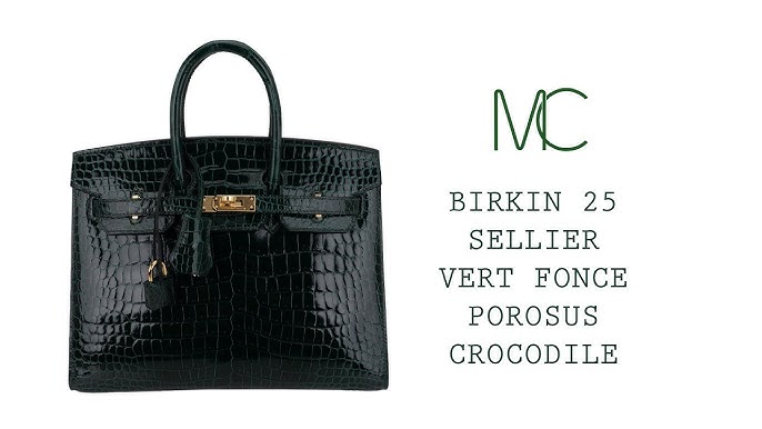 Hermes Birkin 25 Black Matte Porosus Crocodile Gold Hardware