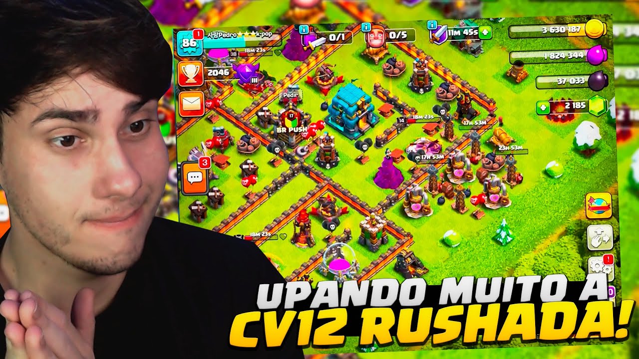UPANDO MUITO MEU CV12 RUSHADO! CLASH OF CLANS - YouTube