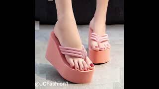 Super High Heels Wedges Flip Flops Womens Platform Slip-On Shoes 2023 Trend Heel Sandal