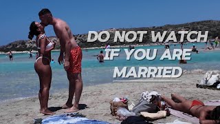 Best place for Single Men 🔴 Beach walk Elafonisi beach Crete  ▶ 4K beach walk ( part 22 )