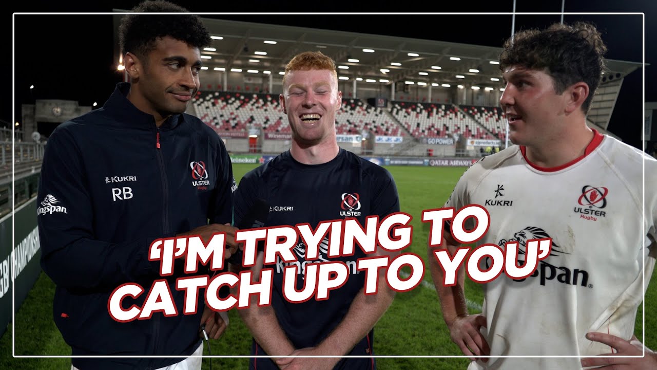 Post match with Robert Baloucoune, Nathan Doak and Tom Stewart Ulster Rugby v Connacht