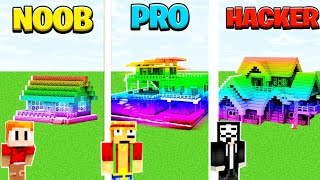 MAISON ARC-EN-CIEL DE NOOB vs DE PRO vs HACKER MINECRAFT !!