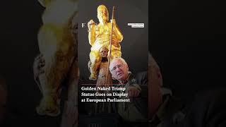 Golden Naked Trump Statue Goes on Display at European Parliament | Firstpost News