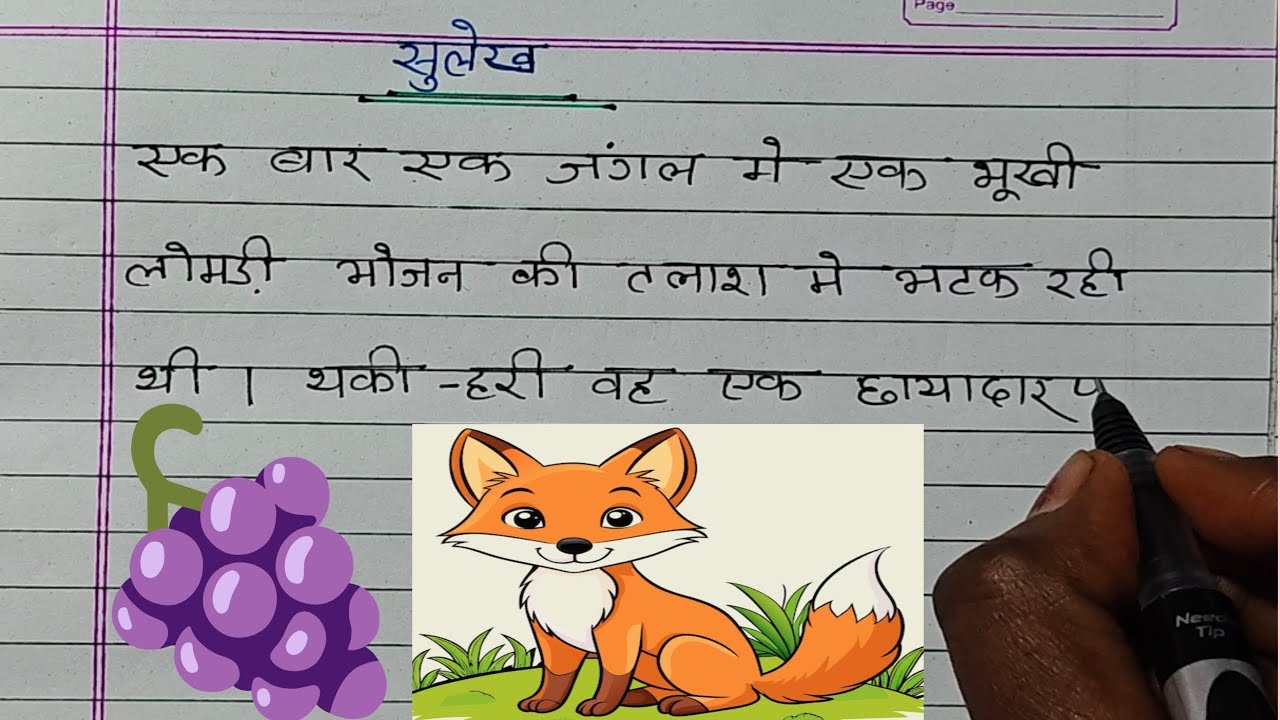 Lomadi or angoor | लोमड़ी और अंगूर | Hindi story writing with moral | kids Hindi story कहानी hindi 