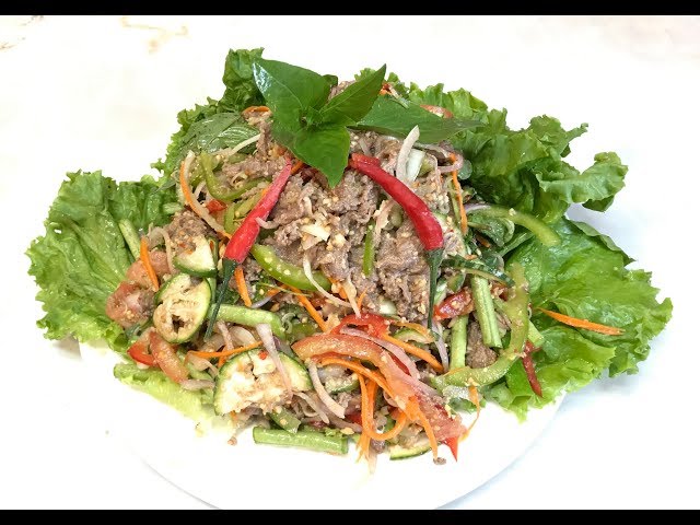 86 Khmer food.Beef salads.Plea Sach Ko.recipeវិធីធ្វើញំភ្លាសាច់គោម្ហូបឆ្ងាញ់ពីសេស class=