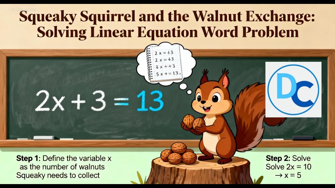 Problem Solving Squirrel Squeaky Squirrel and The Walnut Exchange - Solving Linear Equation Word ...